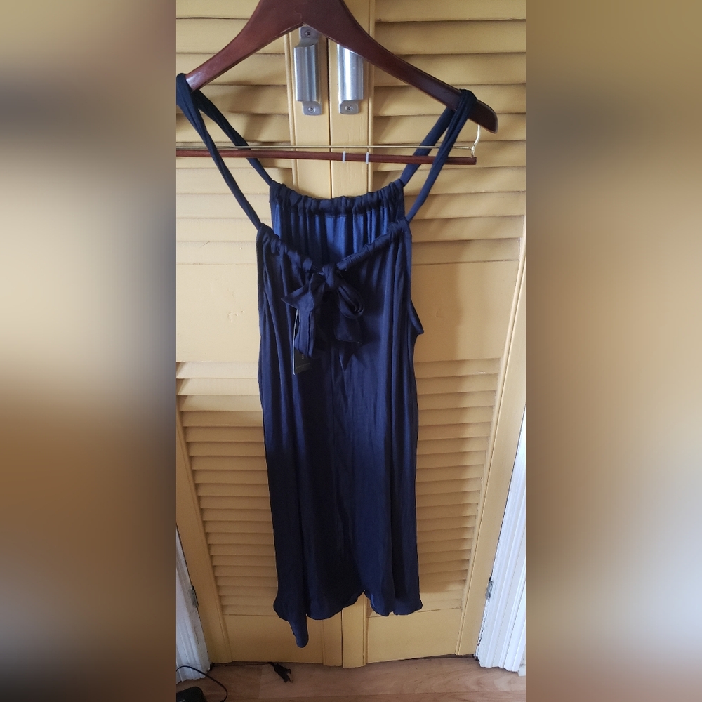 Banana Republic Tie Back Satin Mini Swing Dress (S) NWT Navy REALLY SEXY !! - Picture 9 of 9